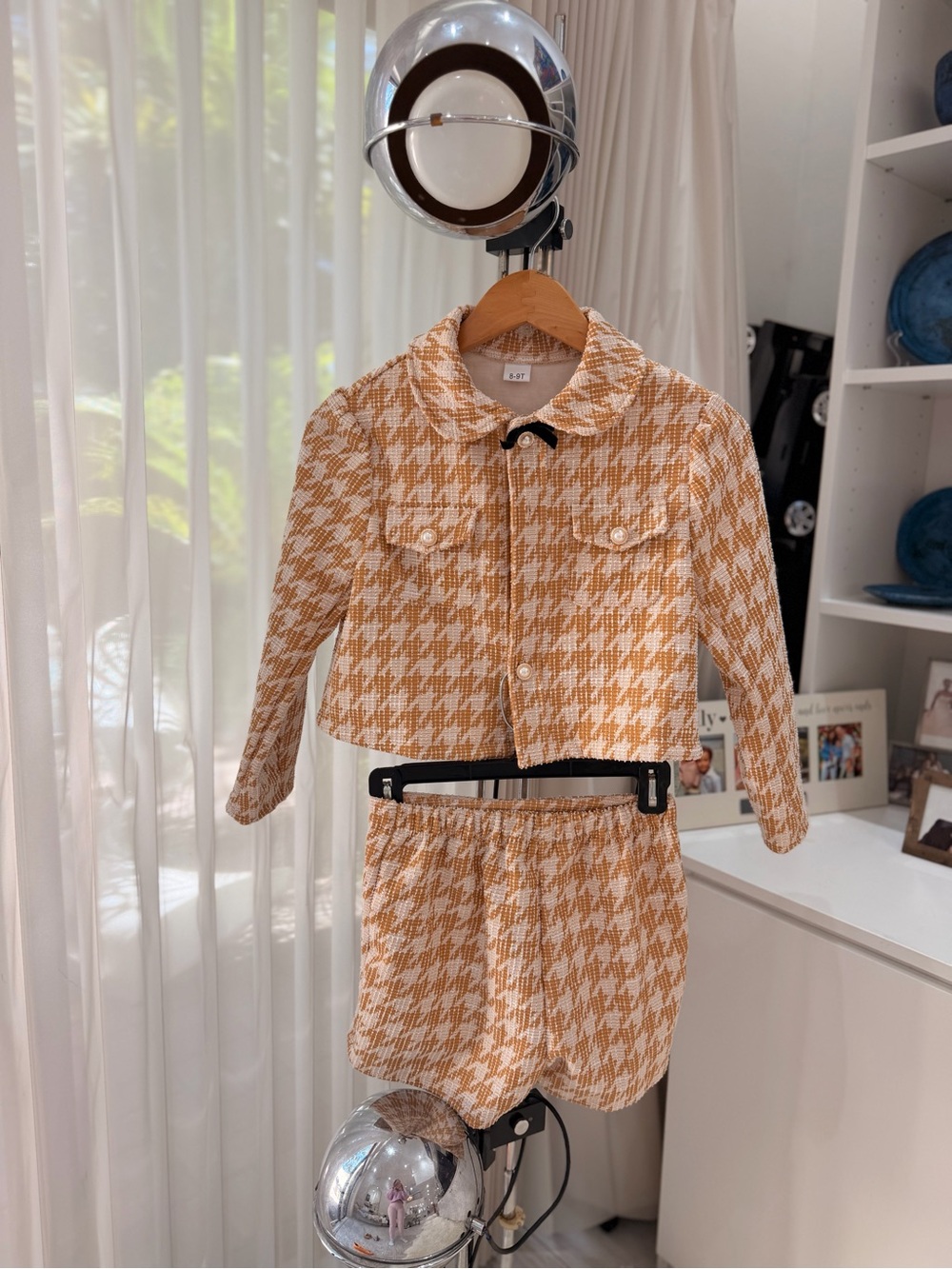 Yellow Houndstooth Two-Piece Set - Jacket & Shorts